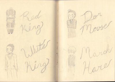 Red King, White King, Mouse, and March Hare