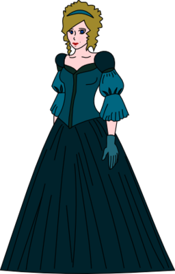 EDIT #2: Sorry, but the weird proportions were really bothering me so I made some slight changes. Her name is now Lucy, and this is now her evening dress.