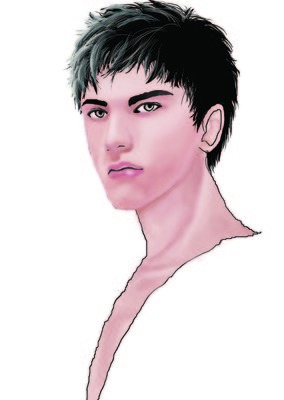 working with photoshop WITHOUT tablet...T_T retouched a bit of his hair the first time I get my hand on my tablet