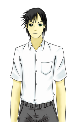 Then him again in his school uniform(I'll have to think of an emblem or something.)