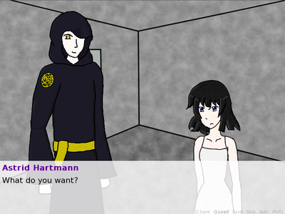 Astrid Hartmann, the protagonist and writer of the letter on the right, and Faylen Malic the Soul Mystic on the left.  Astrid appears at ages 7, 14, and ~21 though the course of the story while Faylen never really seems to age.