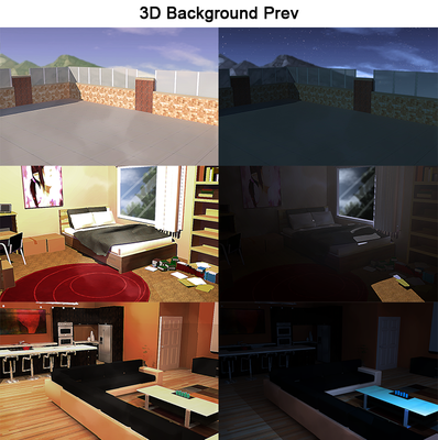 3D Backgrounds Prev, light filters applied to look more like paintings.