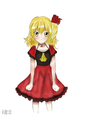 This is actually Flandre and I didn't even know how to color her at first.<br />http://iaozora.deviantart.com/art/Simple-Sketch-for-my-Visual-Novel-Flandre-298198662<br /><br />Anyway, the one above is by iAozora of deviant art and all I did was color it. Also I am not working with iAzora with coloring and I borrowed the lineart only to demonstrate my coloring abilities. If iAzora request I take down this images, I won't hesitate to do so. Anyway, if she aks for my help with coloring, then I'll be glad to do so.