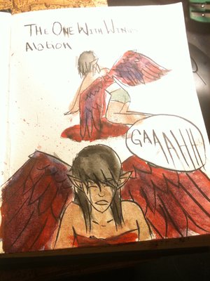 Concept art for a game called Alation. It's the part where Xemina get's thons wings.