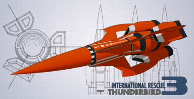 Based on a design by Derek Meddings From Thunderbirds (1965).