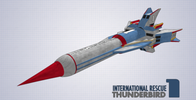 Based on a design by Derek Meddings. From Thunderbirds (1965).