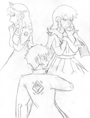 Gaia, Lorenza, and Thomas. The two heroines are on the 'Order' side because they're both human.