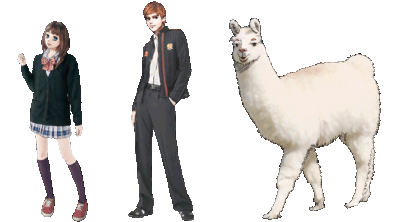 Mari - A normal girl that just wanted to make her high school love debut.<br /><br />Aki-sempai - A popular sempai that always liked Mari secretly.<br /><br />Aki-sempai (Llama version) - He still likes Mari but he misses his human hands.