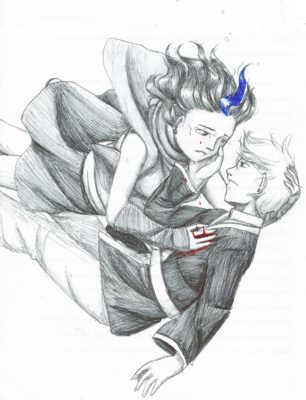 My first drawing of my 2 primary leads: Lucia and Caren when I started writing the plot about 2 years ago.