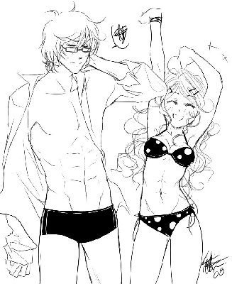 Sergei and his cousin Rioja at the beach! :D They work in the same industry, hence their totally hot (?!?!) bodies.