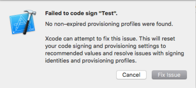 No Provisioning Profiles error