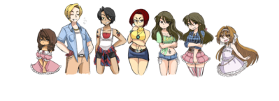 A very quick color rough of all the girls with certain details changed.