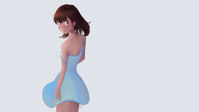 tried darker skin here, using a light blue dress to add a bit of contrast!