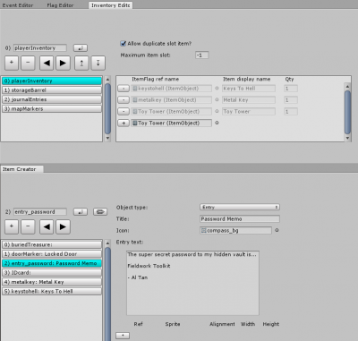 The ItemCreator and InventoryEditor.