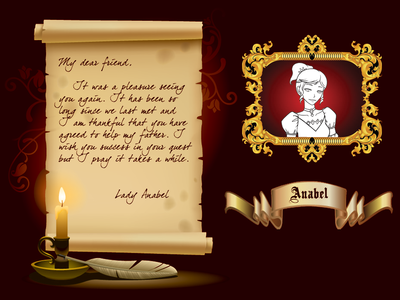 This is the screen where you can read the letters between the main char and the duke's daughter.